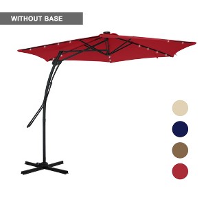 Clihome 10 Ft.Outdoor Patio Cantilever Umbrella with 360 Degrees Rotation,LED Lights,Waterproof Fade-Resistant Canopy with Cross Base - 1 of 4