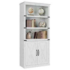 GustoWave 5 Tier Book Shelf, Farmhouse Book Case with Cabinet, 68.7" Tall Book Shelf with Storage Doors, Wooden 5 Shelf Book Case for Home Office - 1 of 4