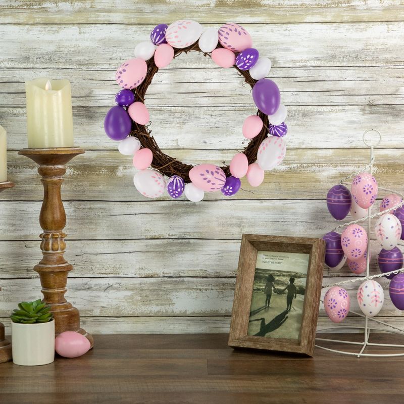 Northlight 10" Pastel Pink, Purple and White Easter Egg Spring Wreath, 2 of 7