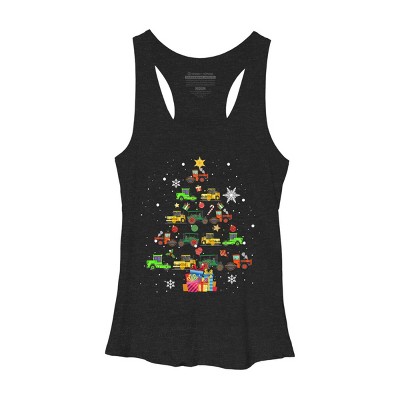 Women's Design By Humans Christmas Tractor Tree Gift Farmer Shirts Funny Tractor Xmas By VitMon Racerback Tank Top