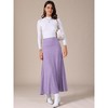 INSPIRE CHIC Women's High Waisted Solid Stretch Comfy Stylish Flowy Flare Casual Maxi Skirts - 3 of 4