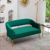 SEYNAR Modern 51'' Velvet Tufted Loveseat Open Back with Golden Metal Legs - 2 of 4
