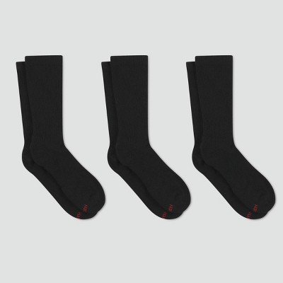 Hanes Men's Compression Crew Socks 3pk - Black 6-12 : Target