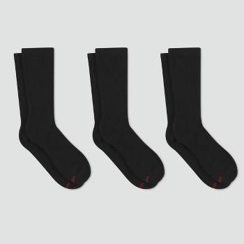 Hanes Premium Men's Compression Crew Socks 3pk - Black 6-12
