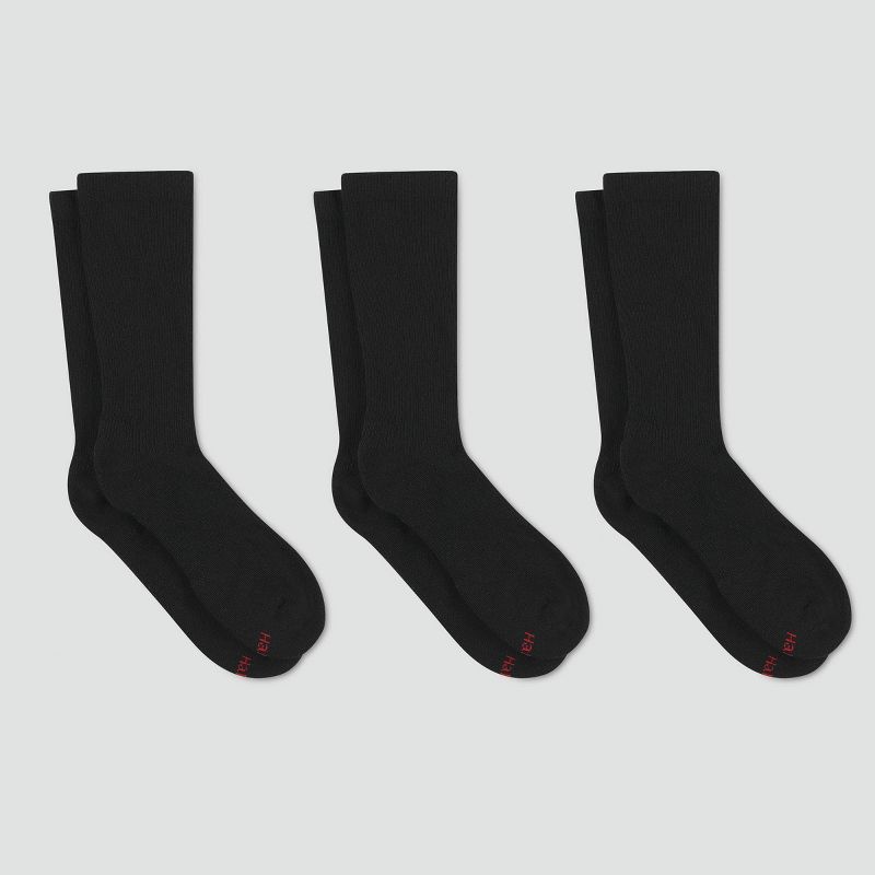 Hanes Premium Men&#39;s Compression Crew Socks 3pk - Black 6-12, 1 of 3