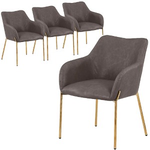 LeisureMod Zaire Modern Dining Chair – Upholstered Side Chair with Gold Iron Legs, Stylish Accent Chair for Dining Room or Kitchen Set of 4 - 1 of 4