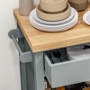 HOMCOM Utility Kitchen Cart, Rolling Kitchen Island with Smooth Rubberwood Top, Narrow Butcher Block Surface on Wheels with Storage Drawer & Cabinet - 2 of 4