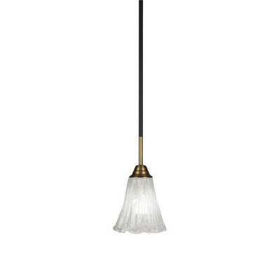 Toltec Lighting Paramount 1 - Light Pendant in  Matte Black/Brass with 5.5" Fluted Italian Ice Shade