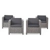 4 pcs Patio Accent Chair Set, Outdoor PE Wicker Club Chair with Cushions -ModernLuxe - 4 of 4