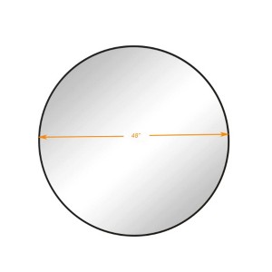 48" Oversized Black Circular Wall Mirror: Big, Metal Frame, Vanity, Dressing - Great for Bath, Living, Bed - 1 of 4