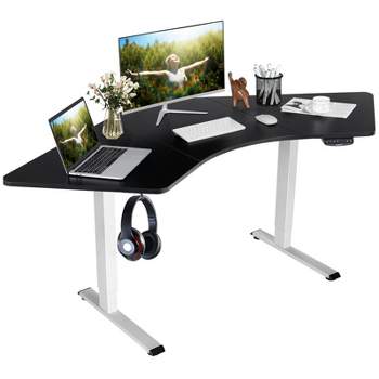 Costway Dual-motor L Shaped Standing Desk Ergonomic Sit Stand Computer Workstation Touch Control Panel Electric Height-adjustable Desk Home Office
