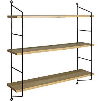 Sorbus 3-Tier Floating Shelf With Metal Brackets - Decorative Hanging Display for Trophy, Photo Frames, Collectibles, and Much More (Maple)