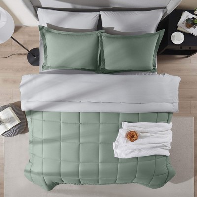 California King Sage Green Microfiber Reversible Bed in a Bag Set