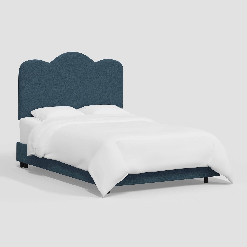 Queen Lizzie Bed in Textured Linen Zuma Navy - Threshold™: Pine Frame, Box Spring Required