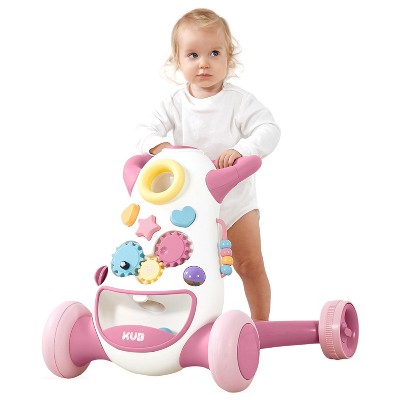 KUB Baby Push Walker, Montessori Baby Walker Activity Center with Wheels& Push Toys  for Toddlers, Sit to Stand Learning Walker