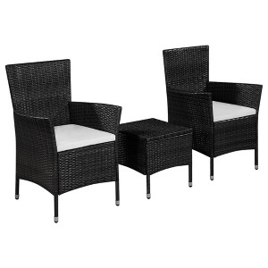 vidaXL 3 Piece Bistro Set Poly Rattan Black - 1 of 4