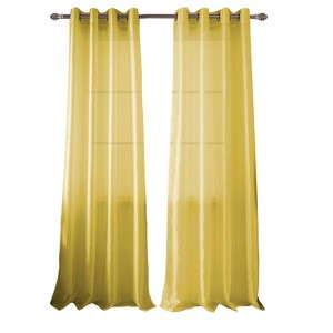 RT Designer Collection Nancy Grommet Luxurious Modern Design Curtain Panel 54" x 95" Neon Yellow - 1 of 4