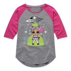 Girls' - LOL Surprise! - Astro Alien Doll Shirt Tail Raglan Graphic T-shirt - 1 of 3
