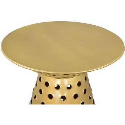 Gold Round Metal Contemporary Side Table