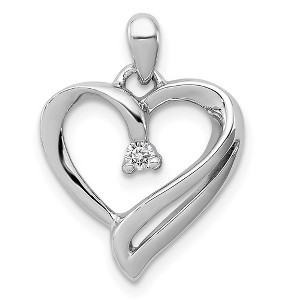 Black Bow Jewelry .05 Carat Diamond Scroll Heart Pendant in Sterling Silver - 1 of 4