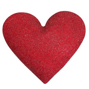 14" Luminous Heart Throw Pillow - Sparkles Home: Velvet Fabric, Rhinestone Adorned, Novelty Shape - 1 of 4