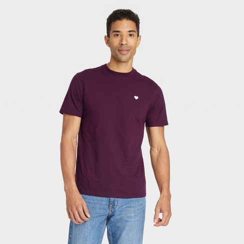 Crewneck - Target Men\'s Short Co™ & : Burgundy Xxl Sleeve Goodfellow T-shirt