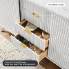 Fluted Dresser with 4 Drawers, 60" Modern Chest with Sliding Doors & Faux Marble Top, Wood Storage Organizer for Bedroom, Living Room - 2 of 4
