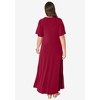 Roaman's Women's Plus Size Ultrasmooth Fabric Ruched V-Neckline Maxi Dress - 3 of 4