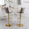 MAYEERTY Set of 2 Velvet Bar Chairs, Pure Gold Plated 360¡ã Rotation Adjustable Height, Dining Room Bar, Off-White - 2 of 4