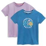 Mightly Toddler Fair Trade Organic Cotton Girls Graphic Short Sleeve T-Shirt 2-pack