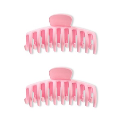 LA Glam Co. Matte 4" Casual Ladies Claw Clips - All Hair - 2-Pack - Hot Pink