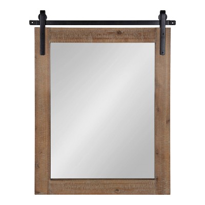 Rustic Brown Wood Barn Door Wall Mirror