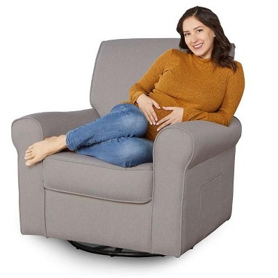 Fossil Gray Polyester Swivel Glider Accent Chair