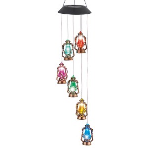 Collections Etc Solar Powered Color-Changing Lantern Garden Mobile Brown - 1 of 2