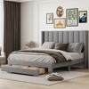 Whisen Modern Design Velvet Upholstered Platform Bed with Storage Drawer - 2 of 4