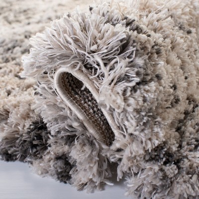 Gray and Cream Chevron Shag Synthetic Area Rug 4' x 6'