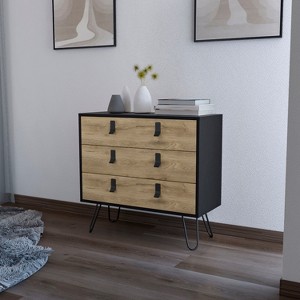 Kumasinova 3 Drawer Dresser,Wooden Chest of Drawers with Legs,Modern Storage Dresser,Bedroom and Entryway Furniture,1 Piece,Black - 1 of 4