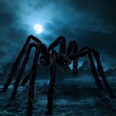 Joyfy 6.5 ft Halloween Outdoor Decorations Large Hairy Spider Props,Black Spider Decorations Yard House Décor,Realistic Giant Spider Party Supplies