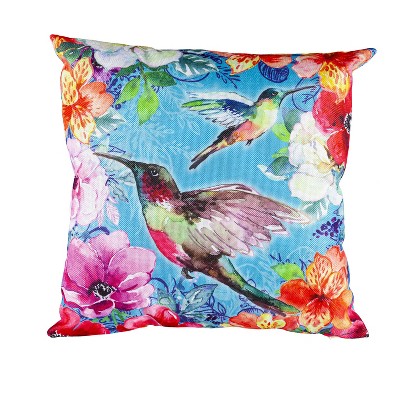 Evergreen Bright Flowers and Hummingbirds Interchangeable Pillow Cover