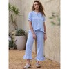 INSPIRE CHIC Women's Plaid Cute Gingham Short Sleeve Babydoll Shirt Pants Pajama Lounge Set - 4 of 4