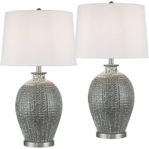 360 Lighting Ainsworth 28 1/4"H Textured Silver Glaze Ceramic Table Lamp Set of 2 - 1 of 4
