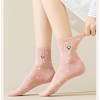 Anna-Kaci 3 Pairs Women's Crew Socks with Polka Dot Pattern and Panda Embroidery - 3 of 4