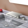 Cobbe Brushed Nickel Widespread Waterfall Bathroom Sink Faucet 3-Hole 8-Inch Modern Bathroom Faucet Two-Handle Sink Faucet - 3 of 4