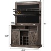 Coucheta Coffee Hutch Cabinet 75" Tall Coffee Bar Cabinet Cupboard Large Kitchens Storage Pantry Cabinets with Sliding Barn Door - 2 of 4