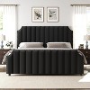 Velvet Upholstered Platform Bed Frame with 50.2" Headboard, Vertical Channel Tufted Design, Nailhead Trim and Footboard, No Box Spring Required. - 4 of 4