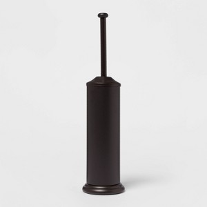 Metal Oil Rubbed Toilet Brush And Holder Set Bronze - Threshold™: Steel Construction, Reusable, 18.7" Height - 1 of 3