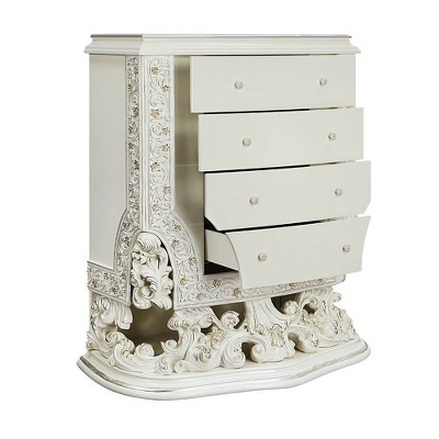 Adara 52" Antique White Floral-Embellished Storage Chest