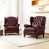 Set of 2 Amanda 33" Wide Genuine Leather Wingback Armchair with Solid Tapered Wood Legs and Nailhead Trim| ARTFUL LIVING DESIGN-BURGUNDY - 2 of 4