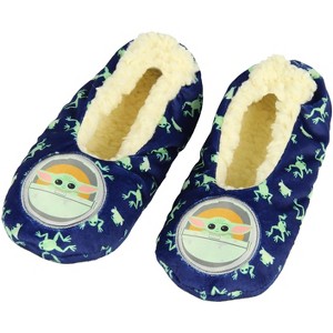 Seven Times Six Star Wars Grogu Baby Yoda Slippers Frog Character Slipper Socks No-Slip Sole Blue - 1 of 4