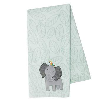 Lambs & Ivy Jungle Friends Appliqued Fleece Nursery Baby Blanket - Elephant